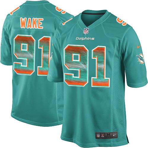 Nike Dolphins #91 Cameron Wake Aqua Green Team Color Men's Stitched NFL Limited Strobe Jersey